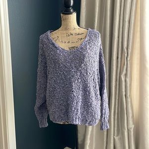 Free People Purple Knit V-Neck Sweater Size Small